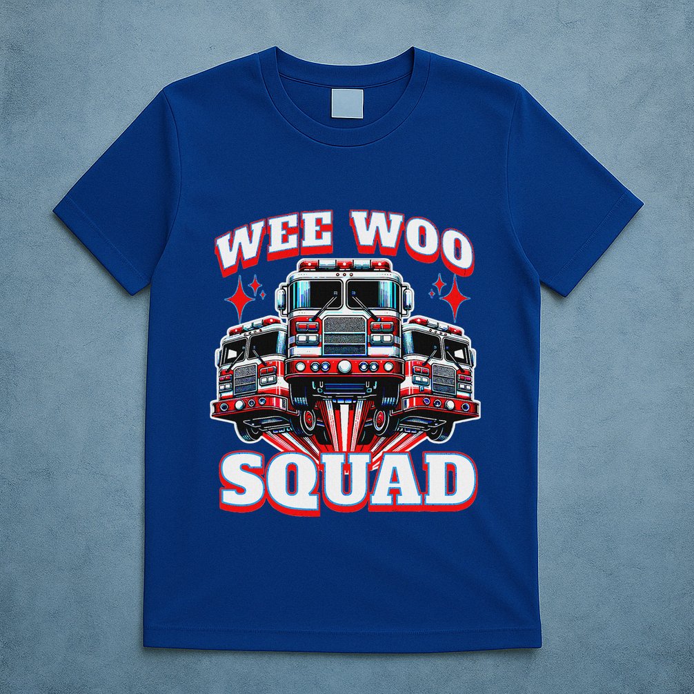 Wee Woo Squad Firefighter Fire Trucks T-Shirt
