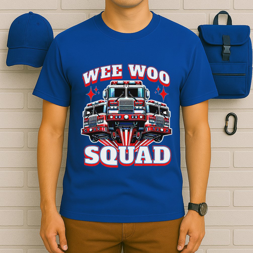 Wee Woo Squad Firefighter Fire Trucks T-Shirt