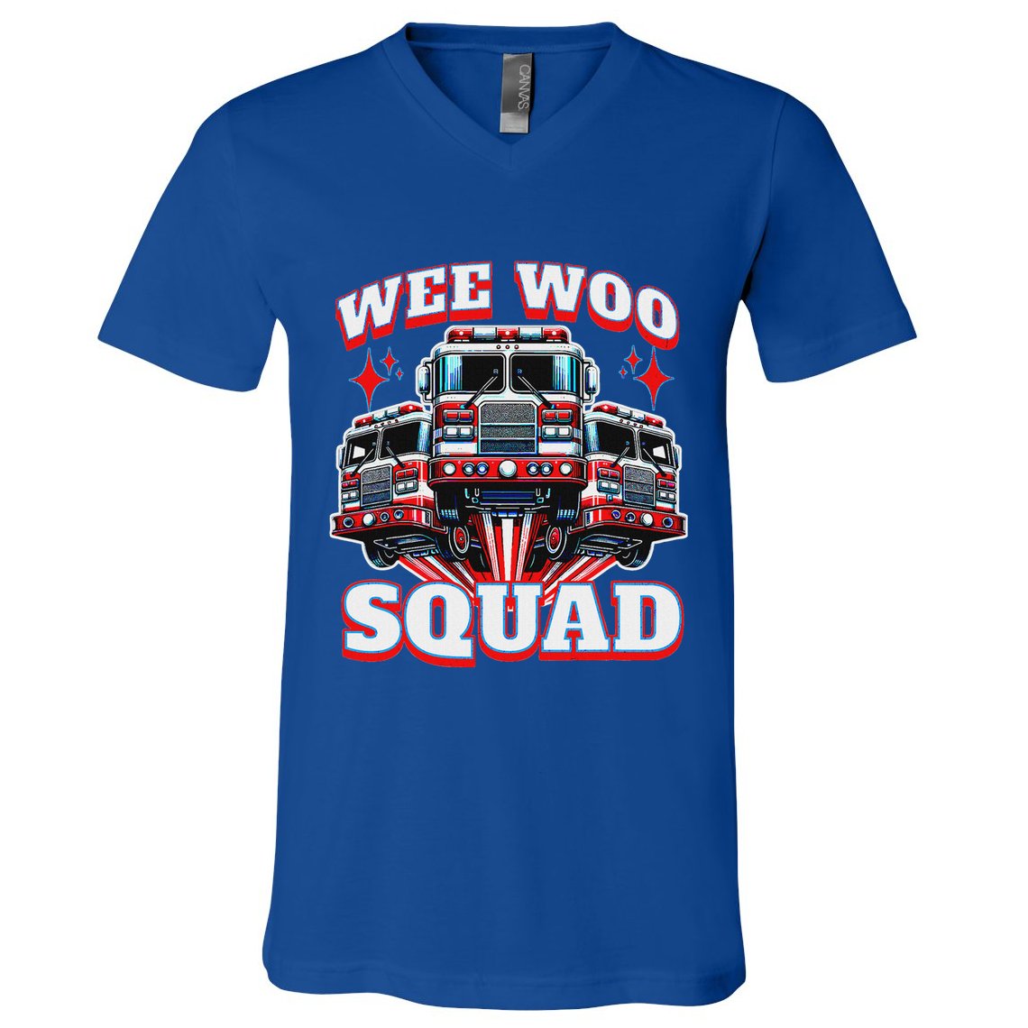 Wee Woo Squad Firefighter Fire Trucks V-Neck T-Shirt