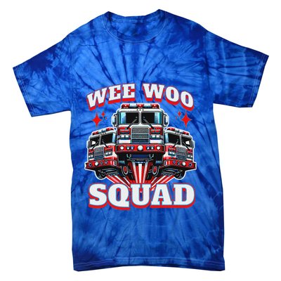 Wee Woo Squad Firefighter Fire Trucks Tie-Dye T-Shirt