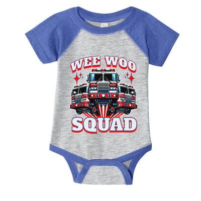 Wee Woo Squad Firefighter Fire Trucks Infant Baby Jersey Bodysuit