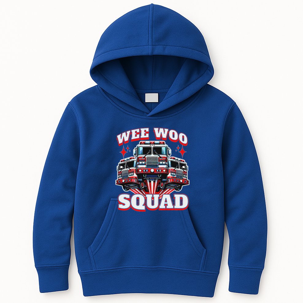 Wee Woo Squad Firefighter Fire Trucks Kids Hoodie