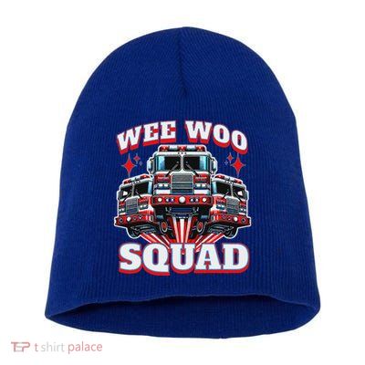 Wee Woo Squad Firefighter Fire Trucks Short Acrylic Beanie