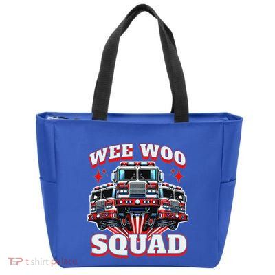 Wee Woo Squad Firefighter Fire Trucks Zip Tote Bag