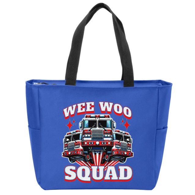 Wee Woo Squad Firefighter Fire Trucks Zip Tote Bag