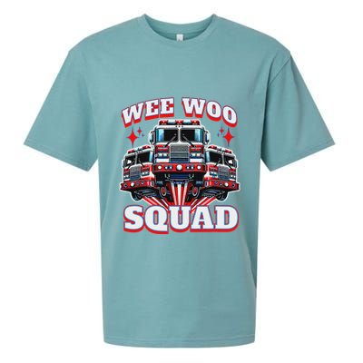 Wee Woo Squad Firefighter Fire Trucks Sueded Cloud Jersey T-Shirt