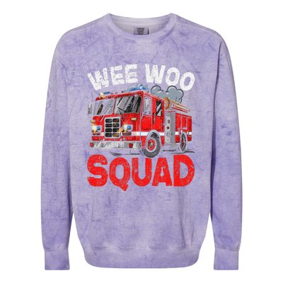 Wee Woo Squad Funny Firefighter Fire Truck Fireman Gift Colorblast Crewneck Sweatshirt