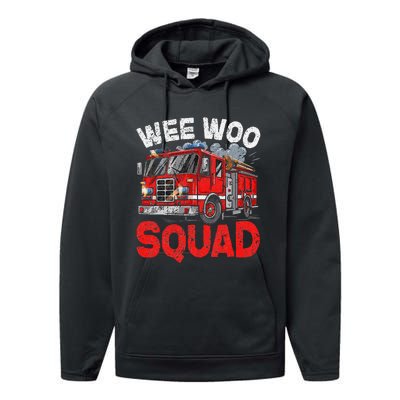 Wee Woo Squad Funny Firefighter Fire Truck Fireman Gift Performance Fleece Hoodie