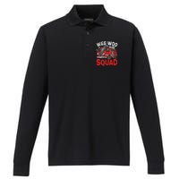 Wee Woo Squad Funny Firefighter Fire Truck Fireman Gift Performance Long Sleeve Polo