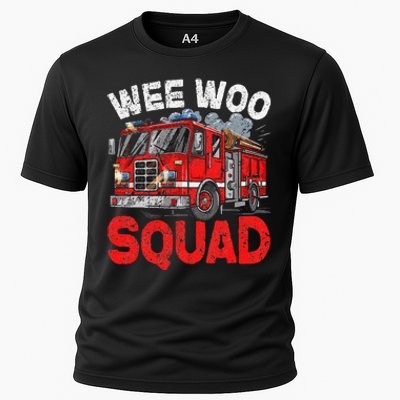 Wee Woo Squad Funny Firefighter Fire Truck Fireman Gift Cooling Performance Crew T-Shirt