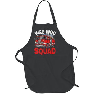 Wee Woo Squad Funny Firefighter Fire Truck Fireman Gift Full-Length Apron With Pockets