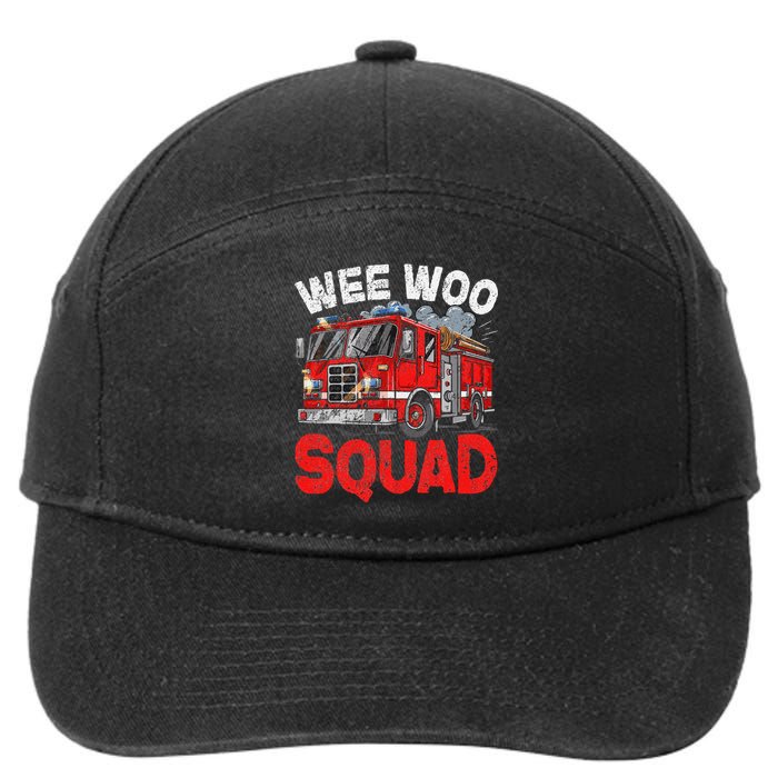 Wee Woo Squad Funny Firefighter Fire Truck Fireman Gift 7-Panel Snapback Hat