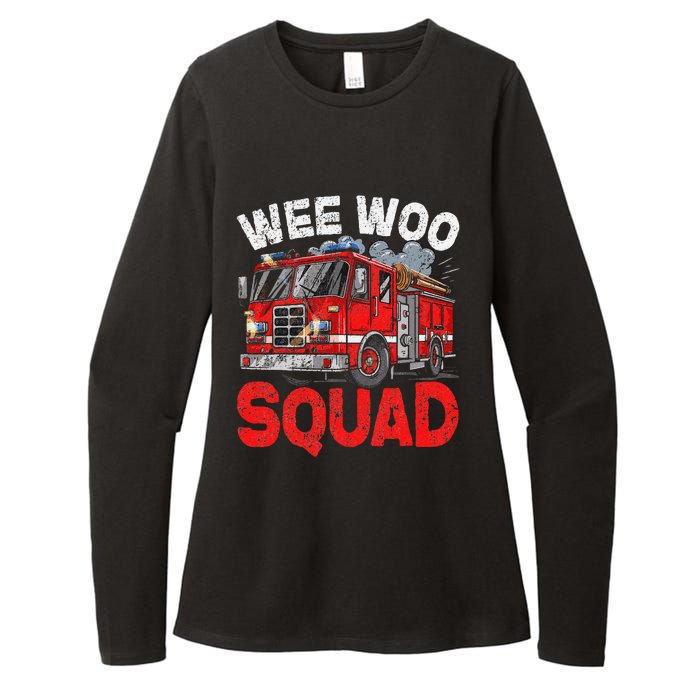 Wee Woo Squad Funny Firefighter Fire Truck Fireman Gift Womens CVC Long Sleeve Shirt