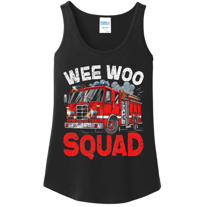 Wee Woo Squad Funny Firefighter Fire Truck Fireman Gift Ladies Essential Tank