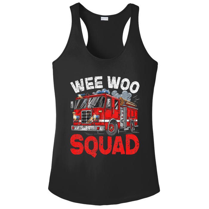 Wee Woo Squad Funny Firefighter Fire Truck Fireman Gift Ladies PosiCharge Competitor Racerback Tank