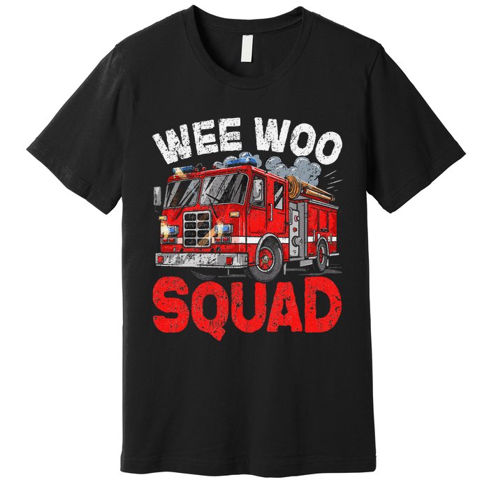 Wee Woo Squad Funny Firefighter Fire Truck Fireman Gift Premium T-Shirt