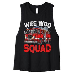 Wee Woo Squad Funny Firefighter Fire Truck Fireman Gift Women's Racerback Cropped Tank