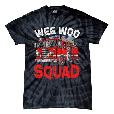 Wee Woo Squad Funny Firefighter Fire Truck Fireman Gift Tie-Dye T-Shirt