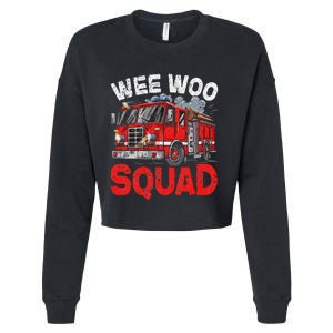 Wee Woo Squad Funny Firefighter Fire Truck Fireman Gift Cropped Pullover Crew