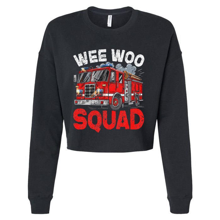 Wee Woo Squad Funny Firefighter Fire Truck Fireman Gift Cropped Pullover Crew