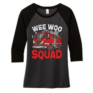 Wee Woo Squad Funny Firefighter Fire Truck Fireman Gift Women's Tri-Blend 3/4-Sleeve Raglan Shirt