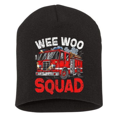 Wee Woo Squad Funny Firefighter Fire Truck Fireman Gift Short Acrylic Beanie