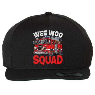 Wee Woo Squad Funny Firefighter Fire Truck Fireman Gift Wool Snapback Cap