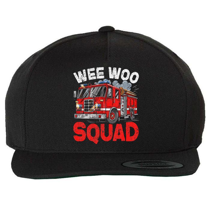 Wee Woo Squad Funny Firefighter Fire Truck Fireman Gift Wool Snapback Cap