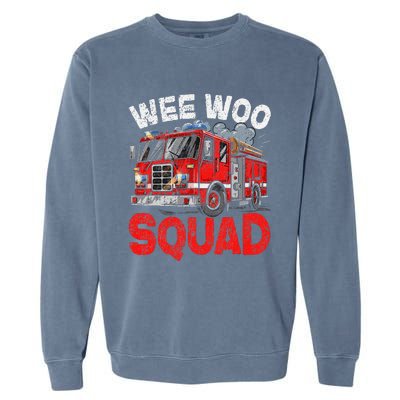 Wee Woo Squad Funny Firefighter Fire Truck Fireman Gift Garment-Dyed Sweatshirt