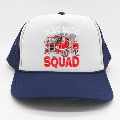 Wee Woo Squad Funny Firefighter Fire Truck Fireman Gift Trucker Hat