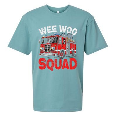 Wee Woo Squad Funny Firefighter Fire Truck Fireman Gift Sueded Cloud Jersey T-Shirt