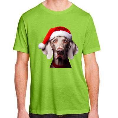 Weimaraner With Santa Hat Christmas Xmas Dog Owner Mom Dad Gift Adult ChromaSoft Performance T-Shirt