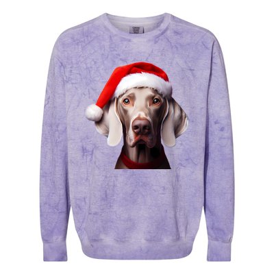 Weimaraner With Santa Hat Christmas Xmas Dog Owner Mom Dad Gift Colorblast Crewneck Sweatshirt