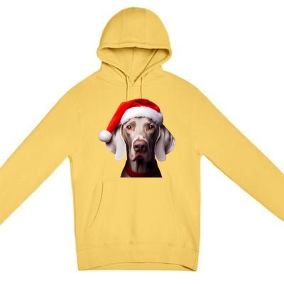 Weimaraner With Santa Hat Christmas Xmas Dog Owner Mom Dad Gift Premium Pullover Hoodie