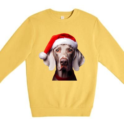 Weimaraner With Santa Hat Christmas Xmas Dog Owner Mom Dad Gift Premium Crewneck Sweatshirt