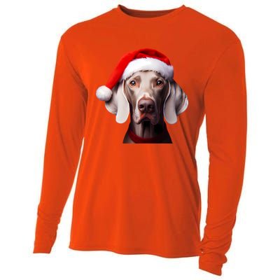 Weimaraner With Santa Hat Christmas Xmas Dog Owner Mom Dad Gift Cooling Performance Long Sleeve Crew