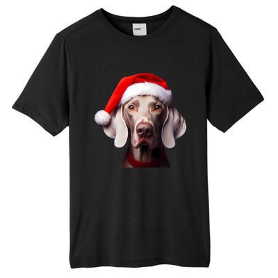 Weimaraner With Santa Hat Christmas Xmas Dog Owner Mom Dad Gift Tall Fusion ChromaSoft Performance T-Shirt