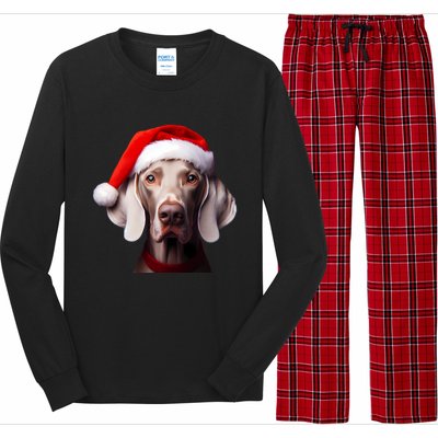 Weimaraner With Santa Hat Christmas Xmas Dog Owner Mom Dad Gift Long Sleeve Pajama Set