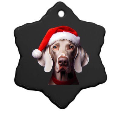 Weimaraner With Santa Hat Christmas Xmas Dog Owner Mom Dad Gift Ceramic Star Ornament