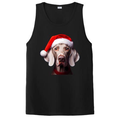 Weimaraner With Santa Hat Christmas Xmas Dog Owner Mom Dad Gift PosiCharge Competitor Tank