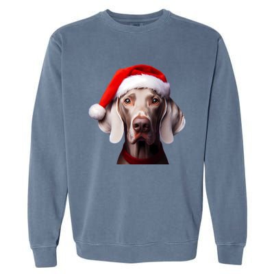 Weimaraner With Santa Hat Christmas Xmas Dog Owner Mom Dad Gift Garment-Dyed Sweatshirt