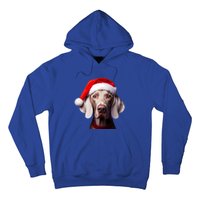 Weimaraner With Santa Hat Christmas Xmas Dog Owner Mom Dad Gift Hoodie