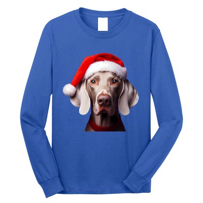 Weimaraner With Santa Hat Christmas Xmas Dog Owner Mom Dad Gift Long Sleeve Shirt