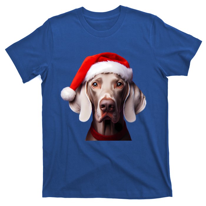 Weimaraner With Santa Hat Christmas Xmas Dog Owner Mom Dad Gift T-Shirt