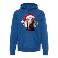 Weimaraner With Santa Hat Christmas Xmas Dog Owner Mom Dad Gift Premium Hoodie