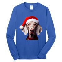 Weimaraner With Santa Hat Christmas Xmas Dog Owner Mom Dad Gift Tall Long Sleeve T-Shirt