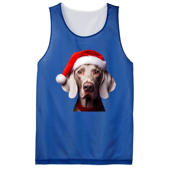 Weimaraner With Santa Hat Christmas Xmas Dog Owner Mom Dad Gift Mesh Reversible Basketball Jersey Tank