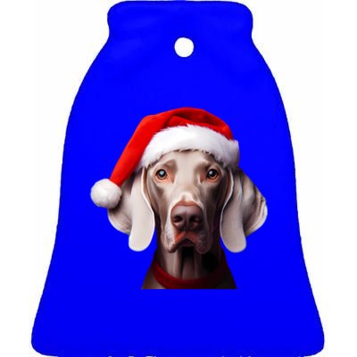 Weimaraner With Santa Hat Christmas Xmas Dog Owner Mom Dad Gift Ceramic Bell Ornament