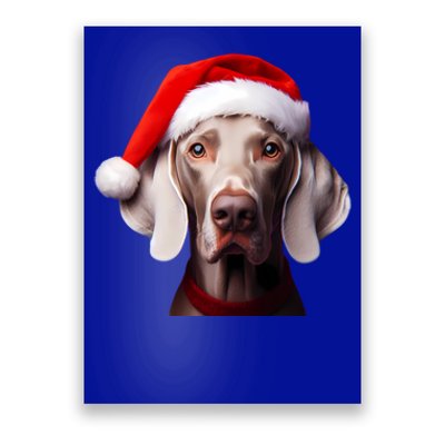 Weimaraner With Santa Hat Christmas Xmas Dog Owner Mom Dad Gift Poster