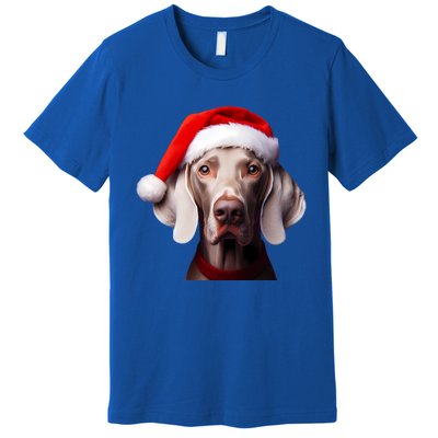 Weimaraner With Santa Hat Christmas Xmas Dog Owner Mom Dad Gift Premium T-Shirt